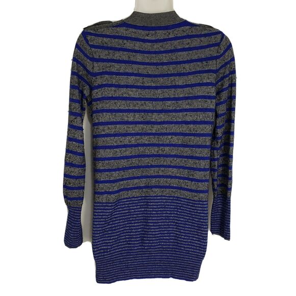 Calvin Klein Womens Cardigan Sweater XS Pockets Striped Wool Cashmere Rabbit Hai - Picture 2 of 9